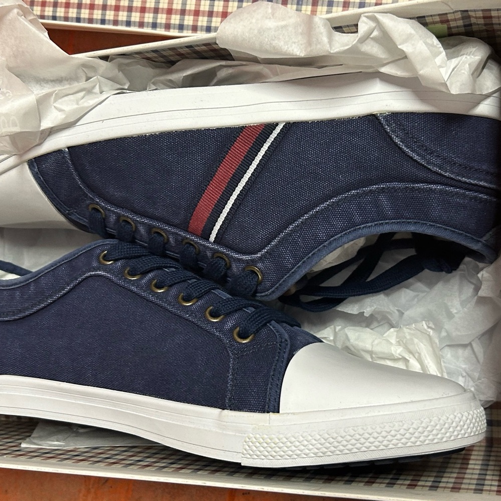 Ben Sherman Madison Ox Mens Size 10 Navy Canvas Casual Lifestyle Shoes Sneakers